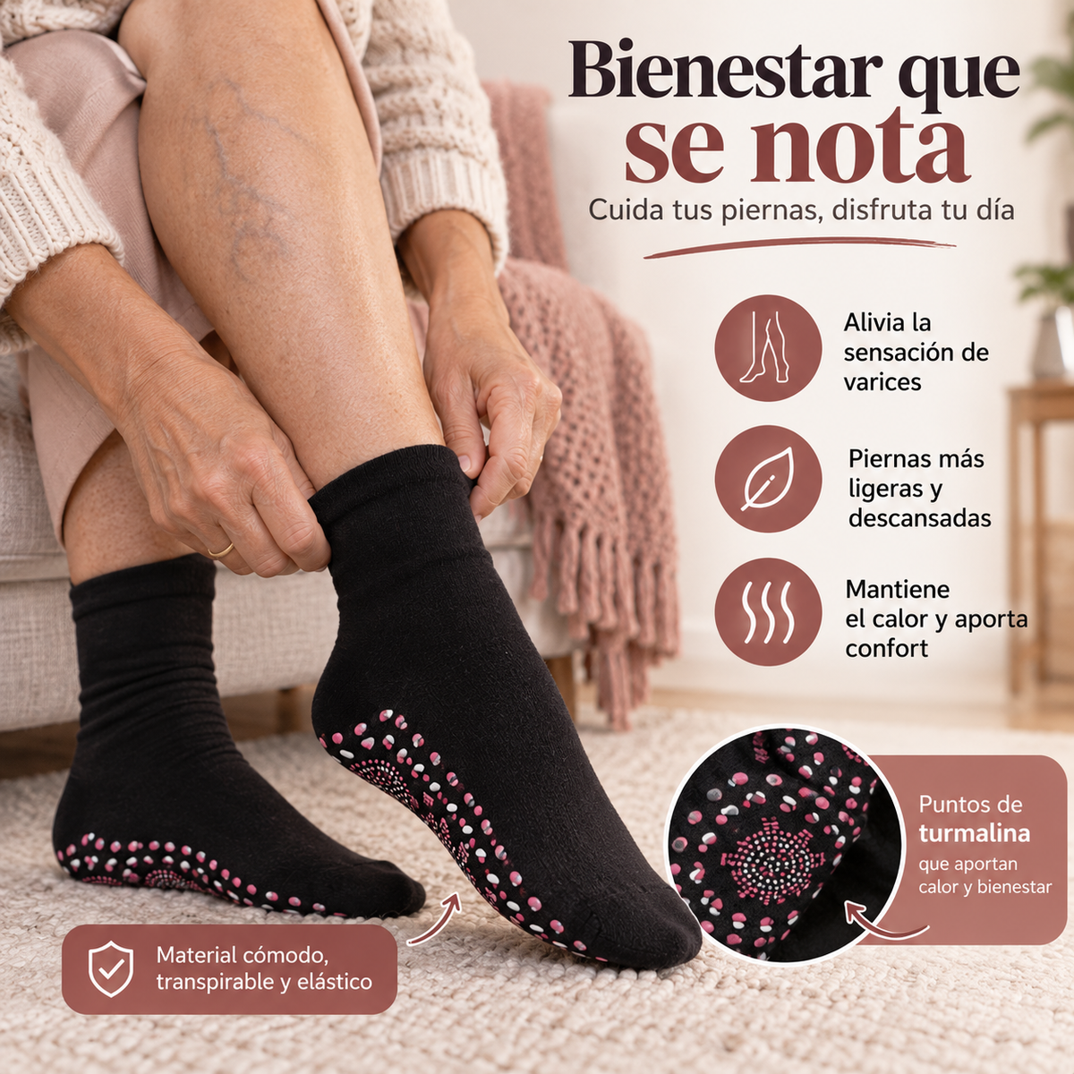Calcetines Anti-Varices con Turmalina - LiviaFlex™